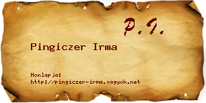 Pingiczer Irma névjegykártya